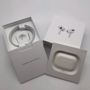 a white box with a white box with airpods on it
